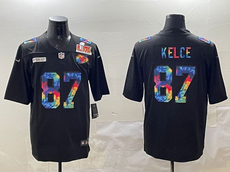 Men Kansas City Chiefs #87 Kelce Black Rainbow 2025 Nike Limited NFL Jersey style 3->kansas city chiefs->NFL Jersey